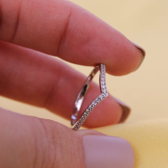 Petite Diamond Pave Triangle Ring