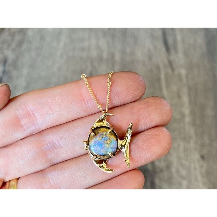 Opal Fish Charm