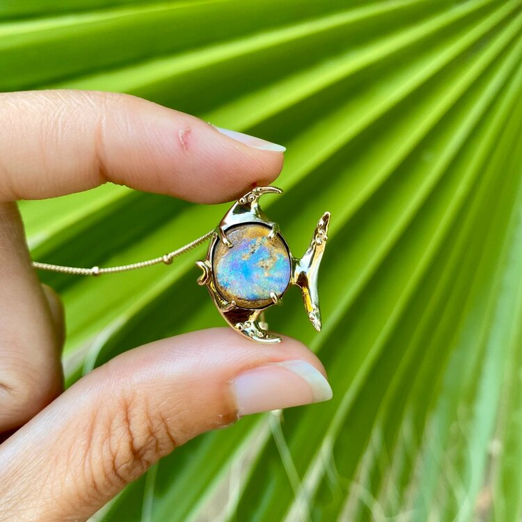 Opal Fish Charm
