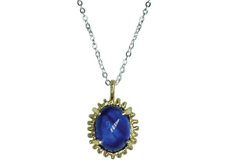 Blue Sapphire Solar Flare Charm Necklace