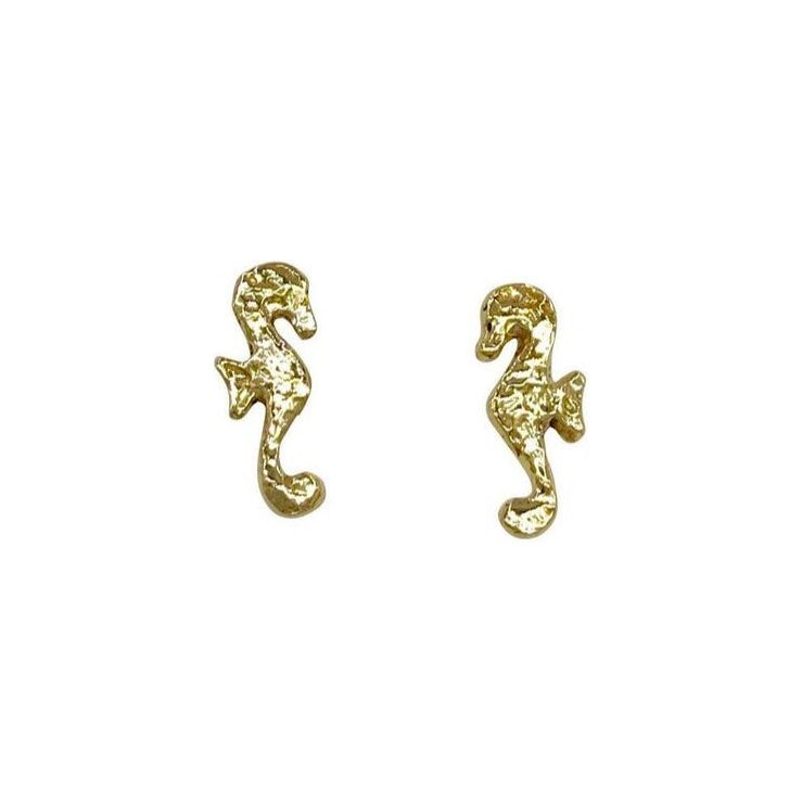 Hand Carved Seahorse Studs