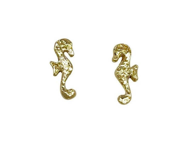 Hand Carved Seahorse Studs