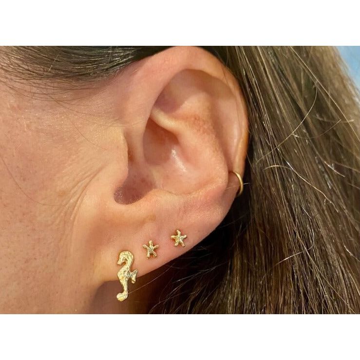 Hand Carved Seahorse Studs