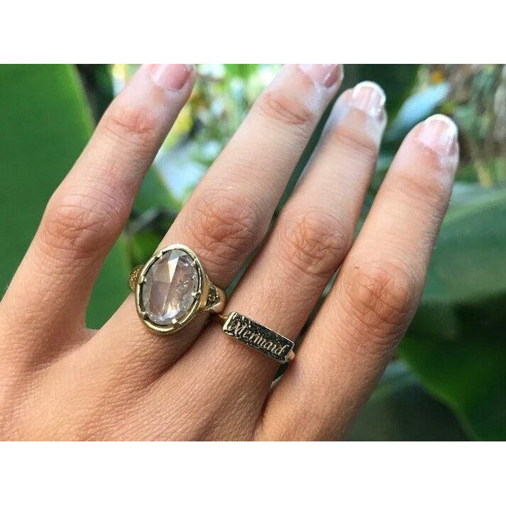 Hand Carved Rectangle Signet "Mermaid" Engraving Ring