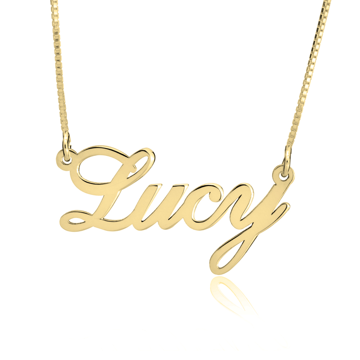 CLA NECKLACES 14K Solid Gold Nameplate Necklace