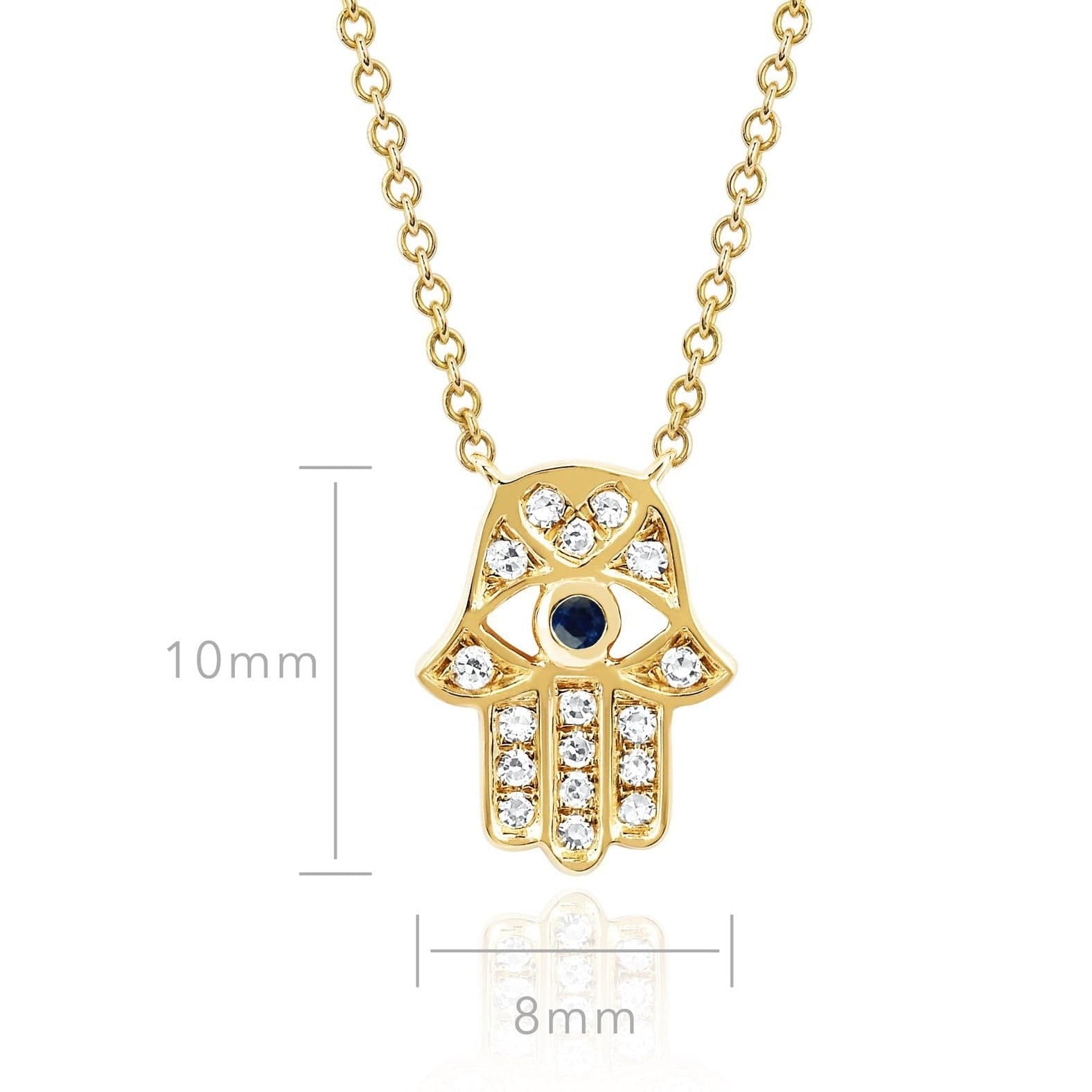 EF COLLECTION NECKLACES Diamond Blue Sapphire Hamsa Necklace