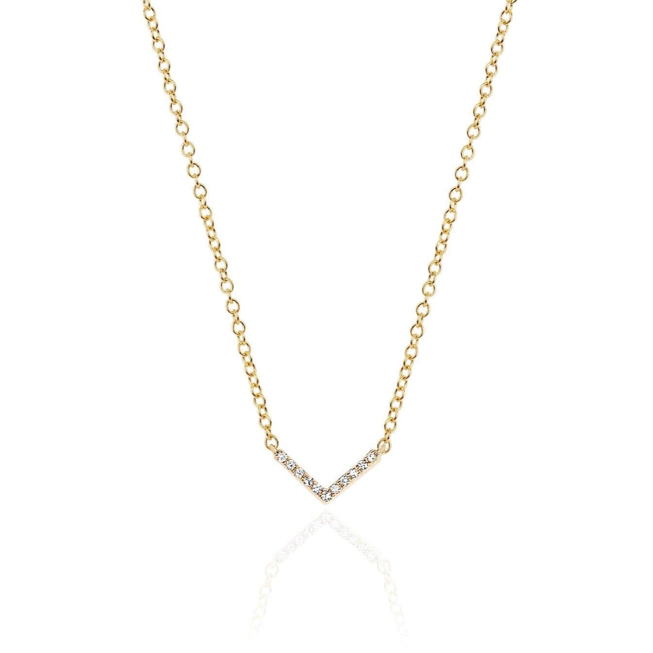 EF COLLECTION NECKLACES Yellow Gold Diamond Chevron Necklace