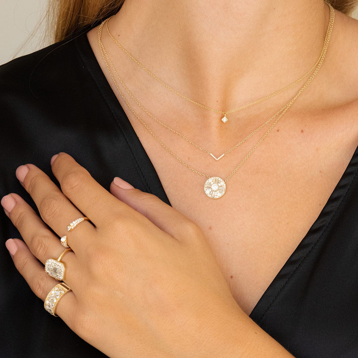 EF COLLECTION NECKLACES Diamond Chevron Necklace