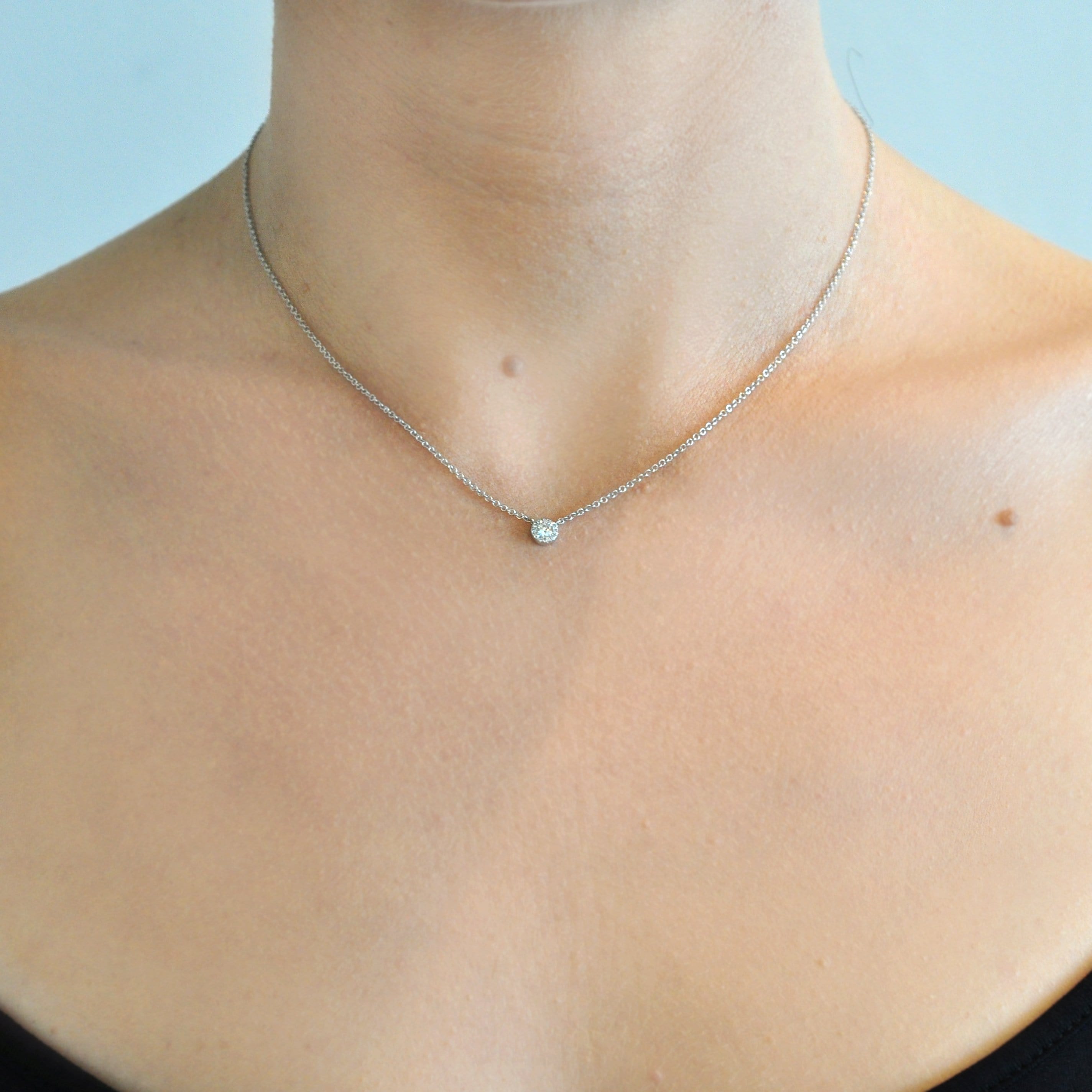 Amazing Grace NECKLACES Diamond Pave Halo White Gold Necklace
