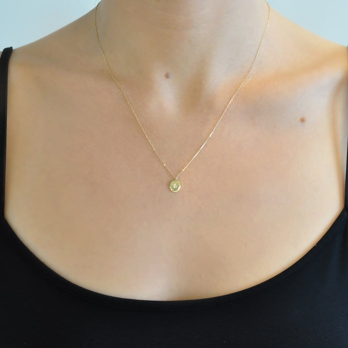 CLA NECKLACES Diamond Starburst Gold Oval Pendant