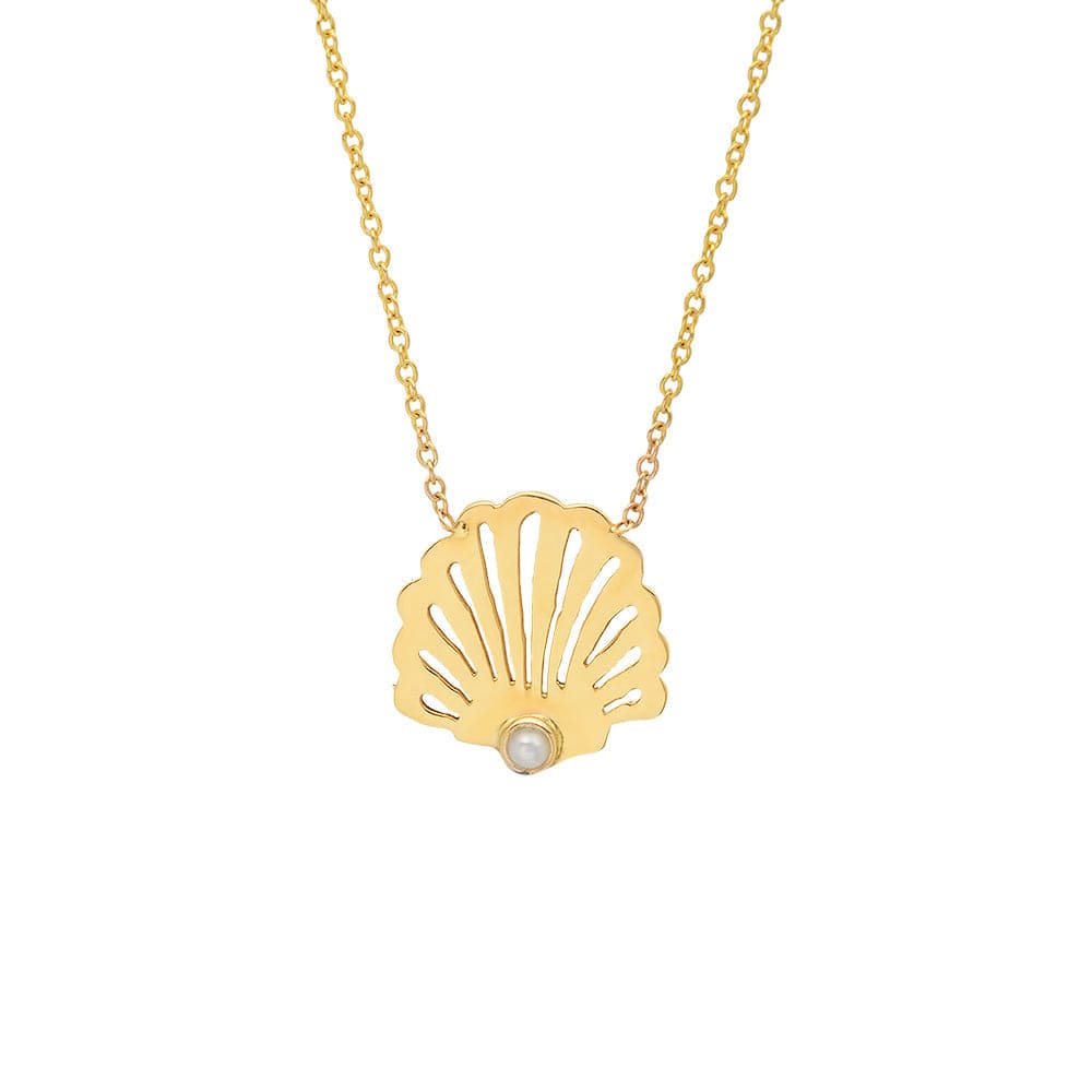 CAITLIN NICOLE JEWELRY NECKLACES Pearl Yellow Gold Shell Necklace