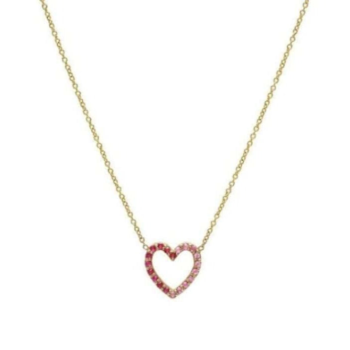 CAITLIN NICOLE JEWELRY NECKLACES Pink Sapphire Pave Heart 14k Necklace
