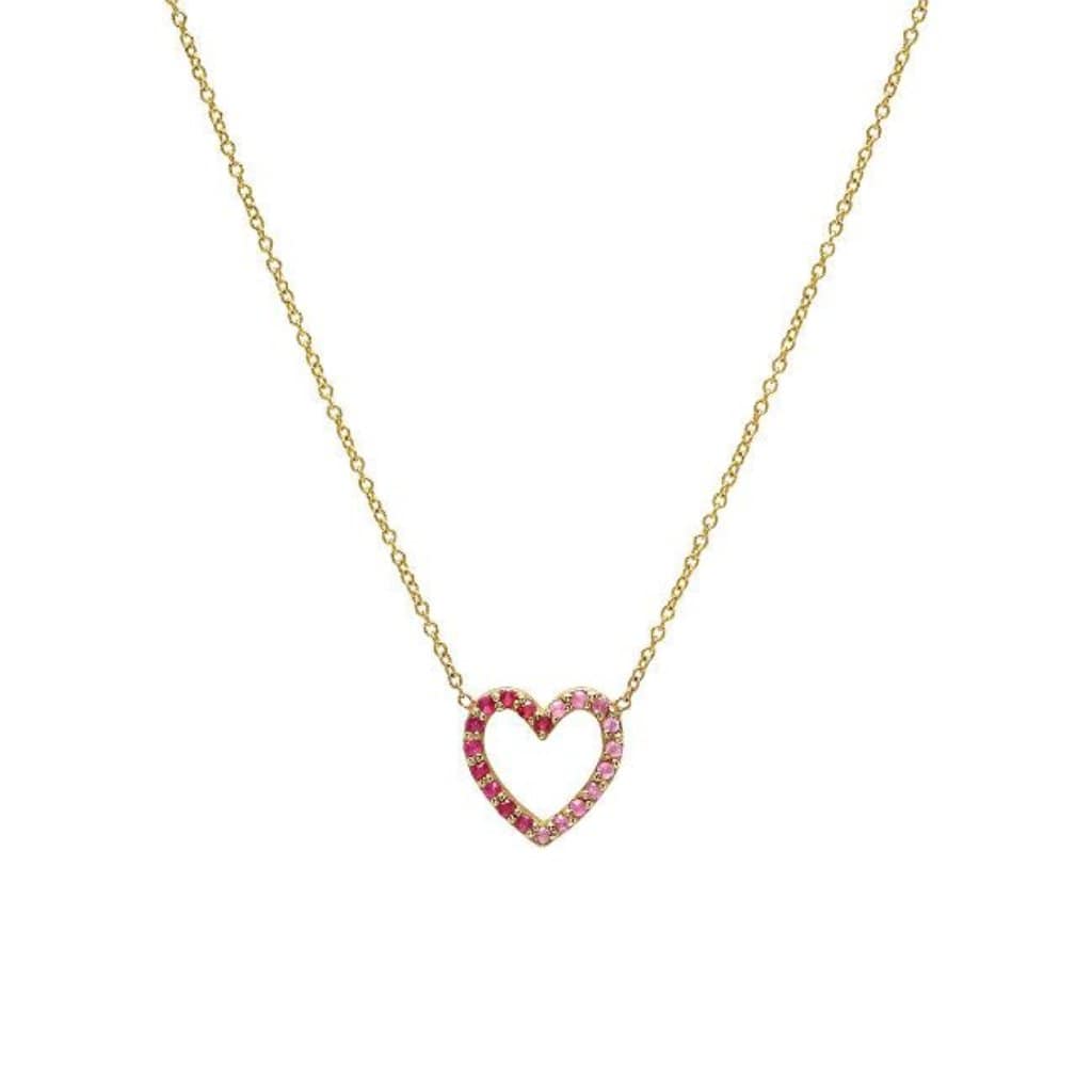 CAITLIN NICOLE JEWELRY NECKLACES Pink Sapphire Pave Heart 14k Necklace