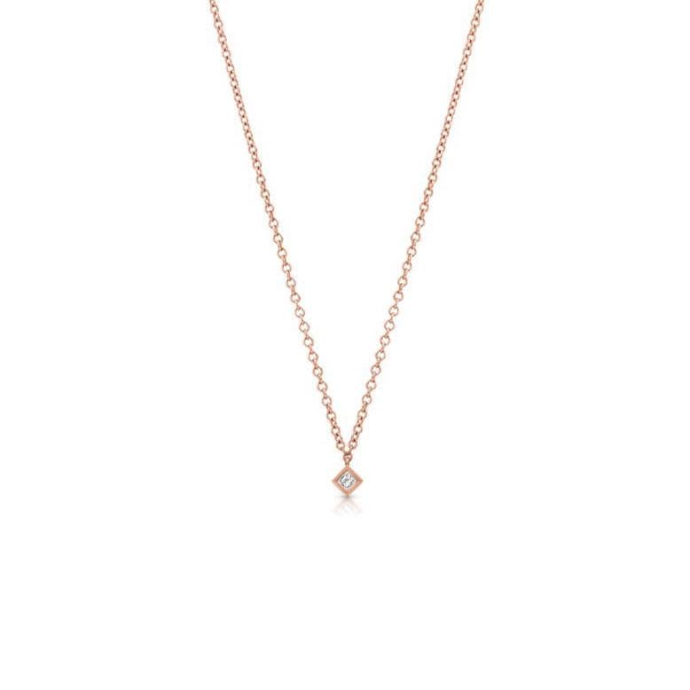 Ziba Zidehsarai NECKLACES Princess Cut Diamond Rose Gold Pendant