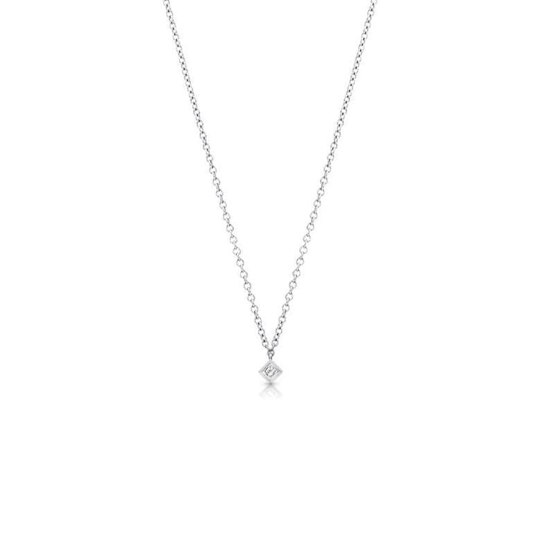 Ziba Zidehsarai NECKLACES Princess Cut Diamond White Gold Pendant