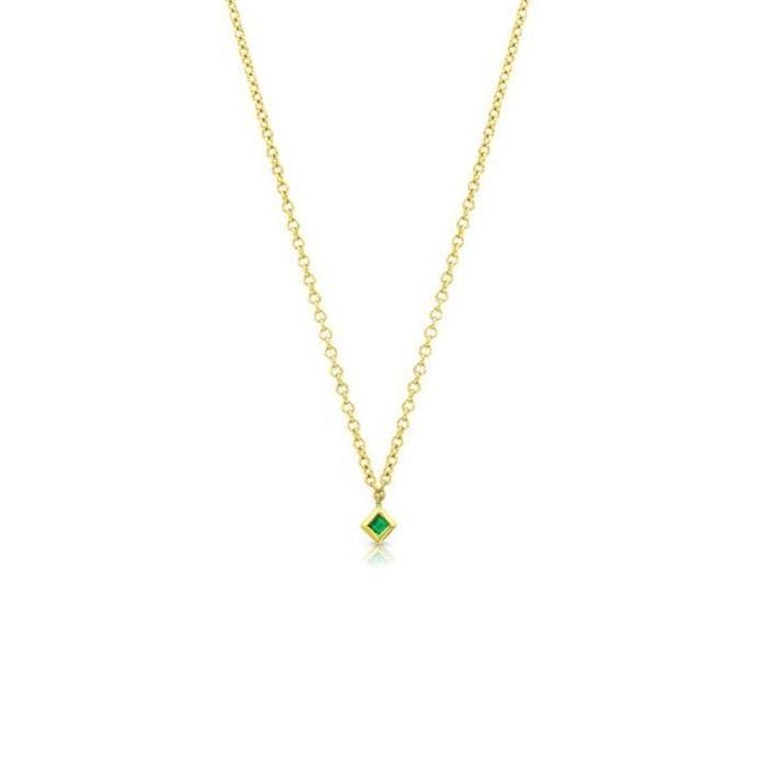 Ziba Zidehsarai NECKLACES Princess Cut Emerald Yellow Gold Pendant