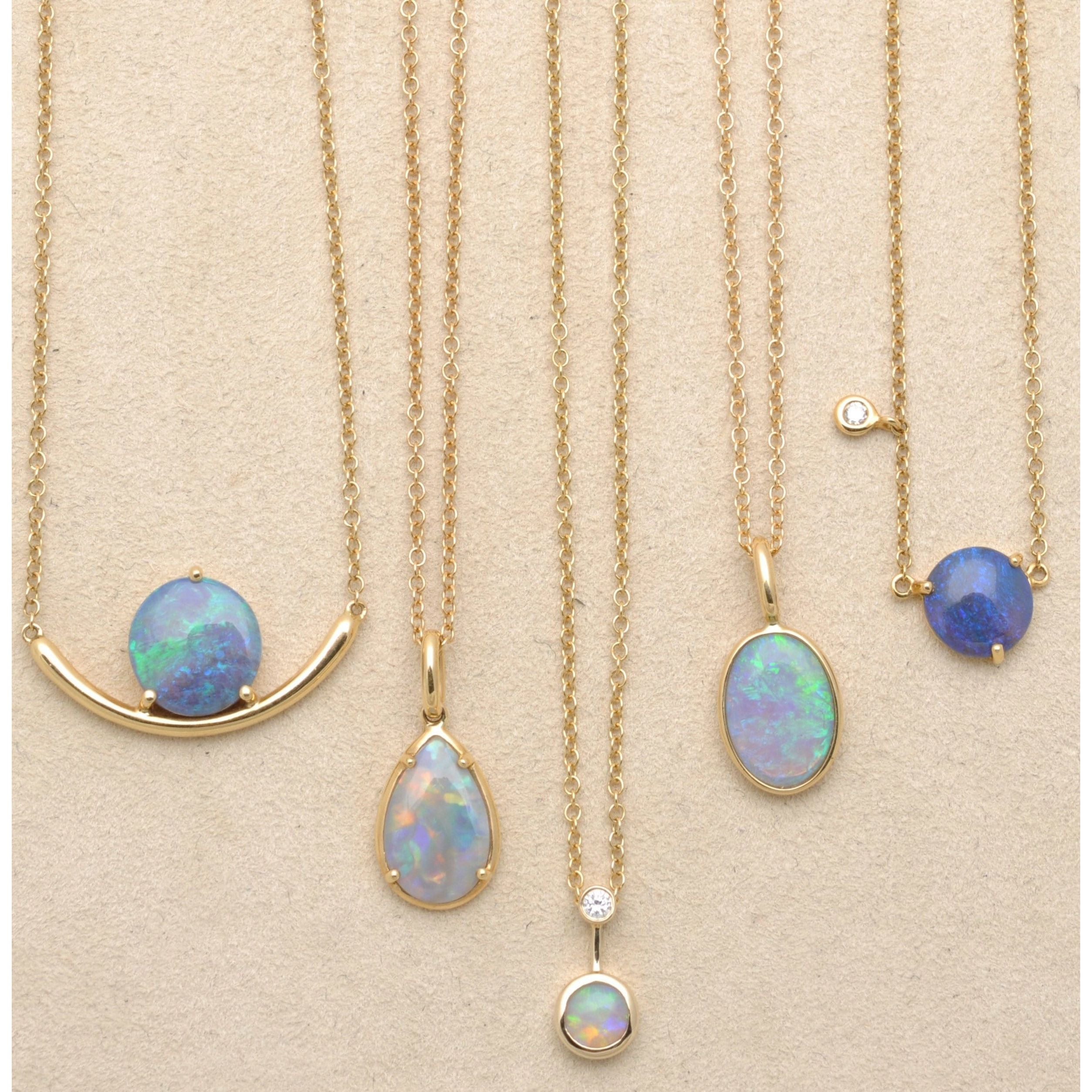 Fade to Black NECKLACES Round Opal and Diamond 14K Necklace