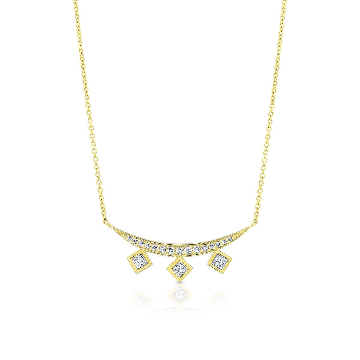 Ziba Zidehsarai NECKLACES Three Diamond Crescent Yellow Gold Necklace