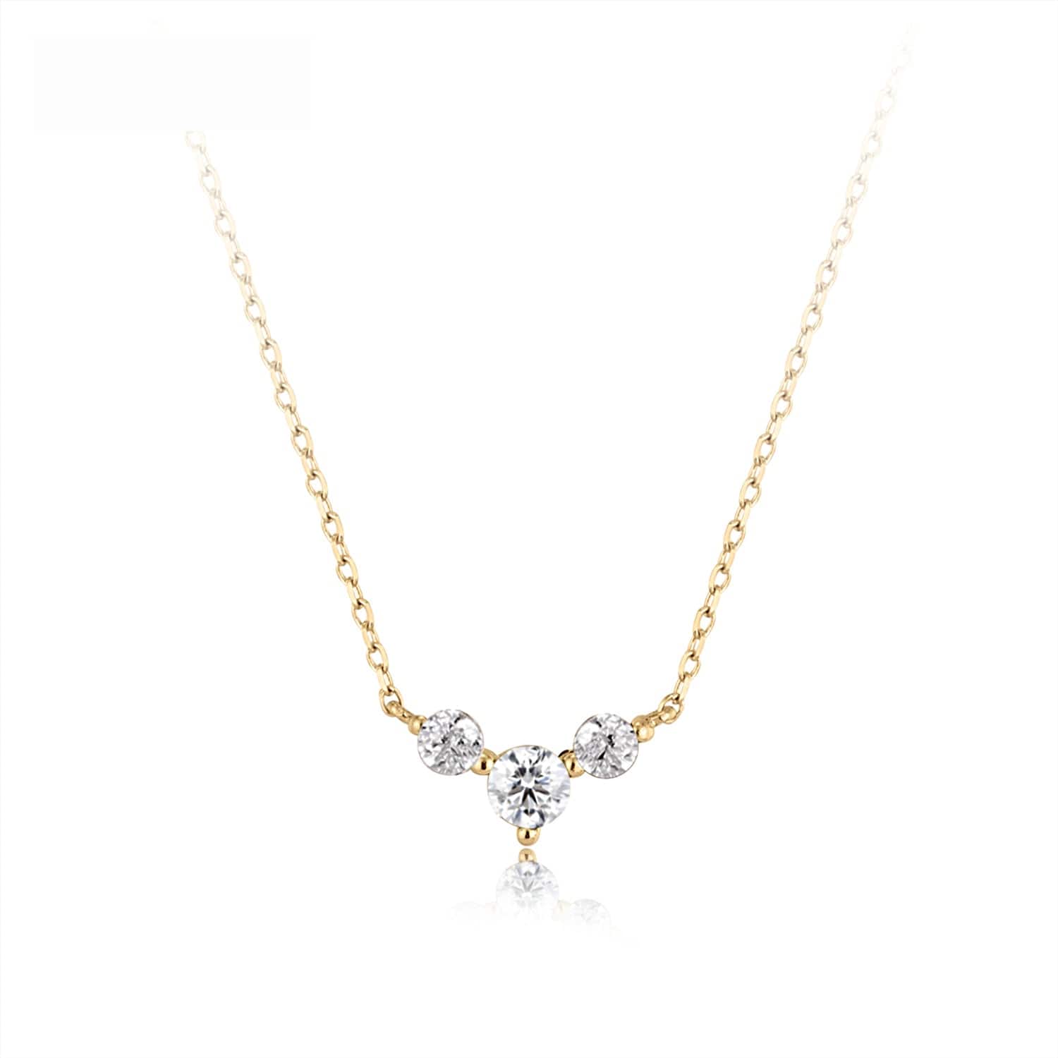 CLA NECKLACES Three Station Diamond Delicate Necklace