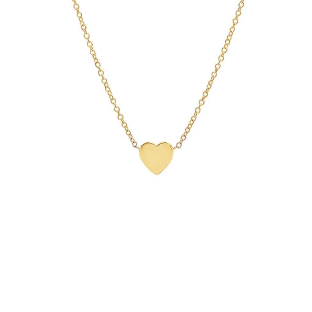 CAITLIN NICOLE JEWELRY NECKLACES Tiny Flat Heart 14k Gold Chain Necklace