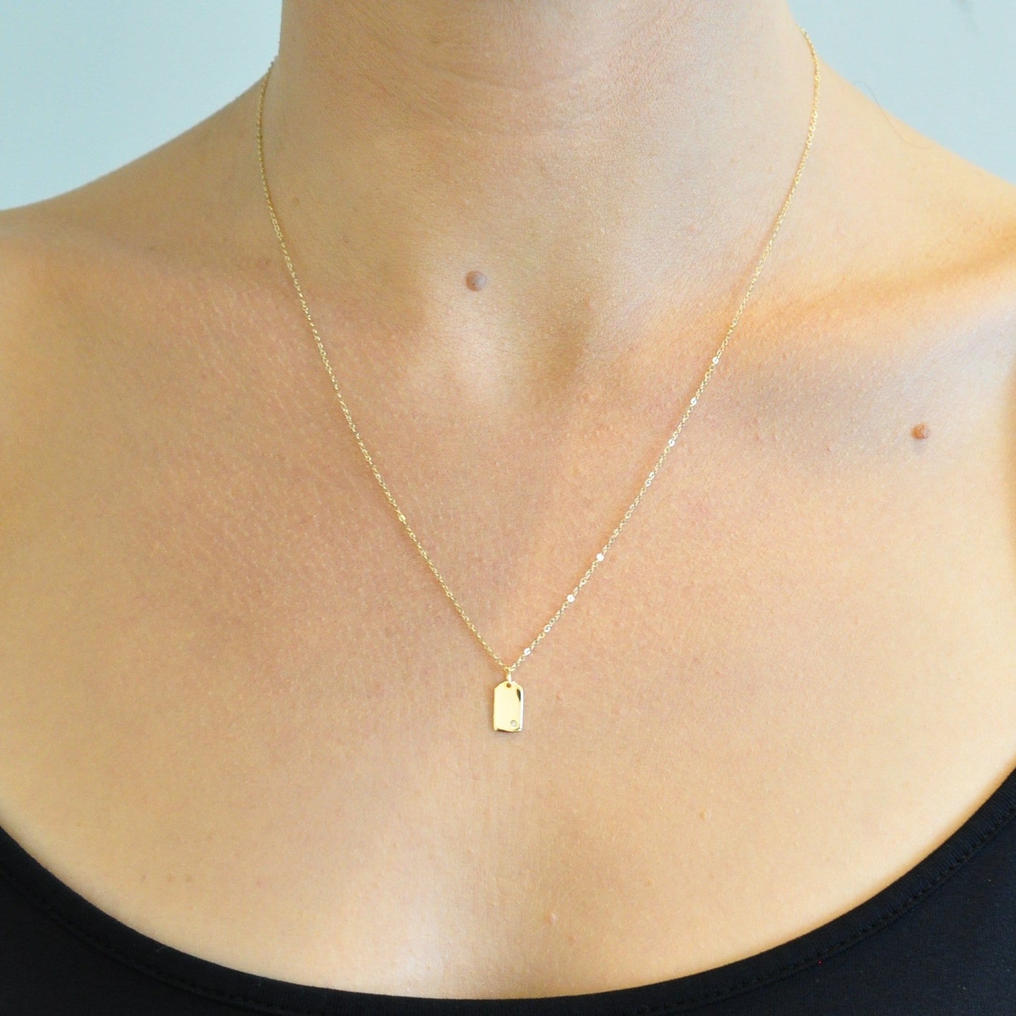Small dog tag necklace top