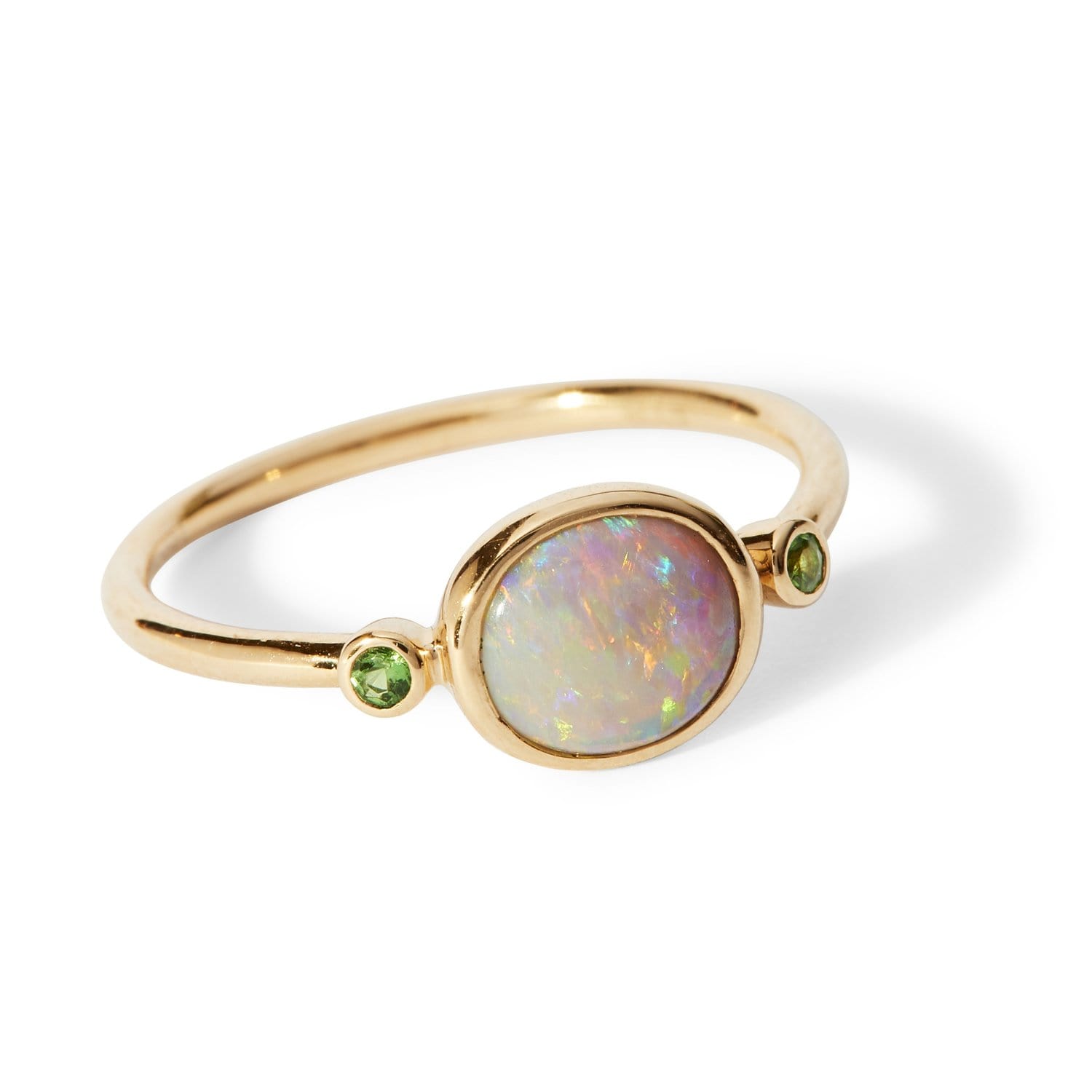 Green Sapphire Opal Gold Ring