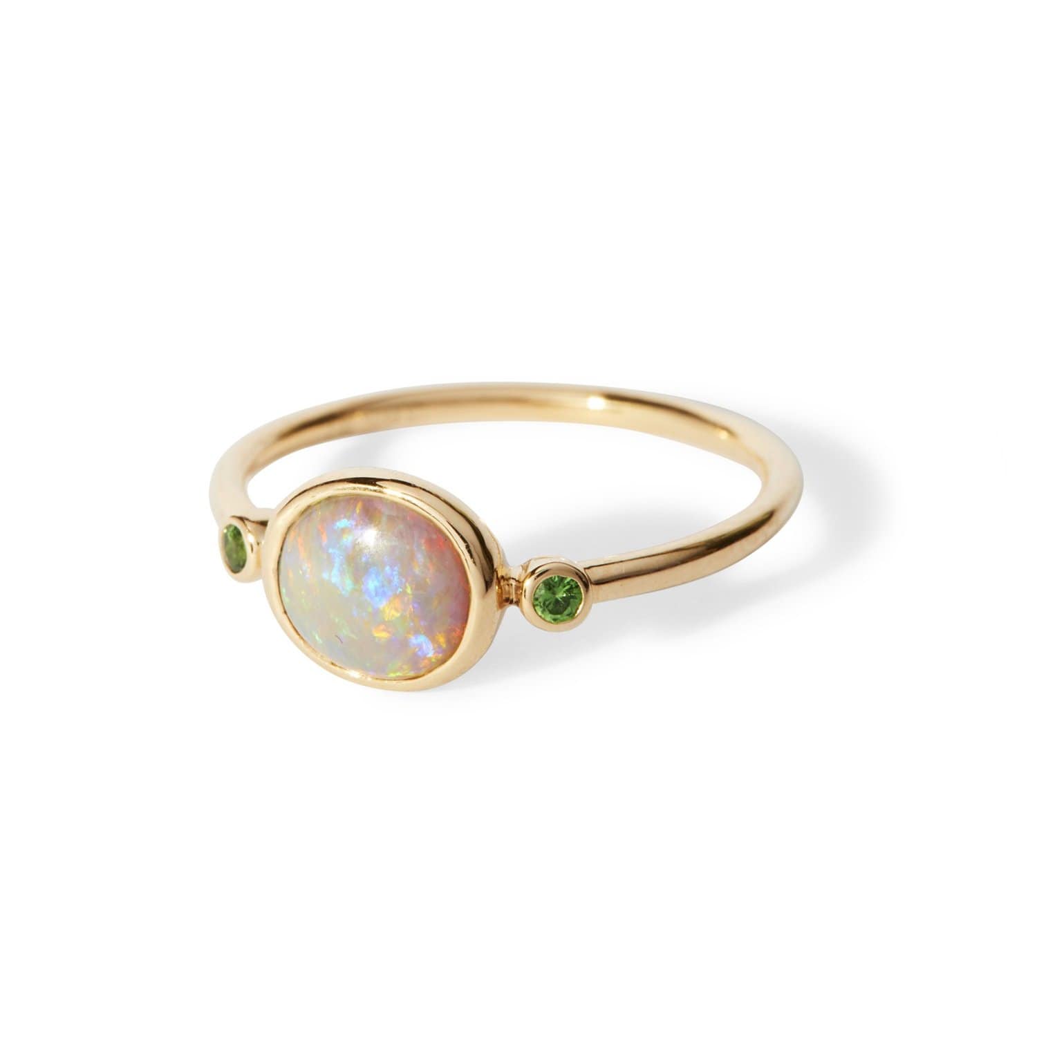 Green Sapphire Opal Gold Ring