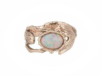 Opal Mermaid Hug Rose Gold Ring
