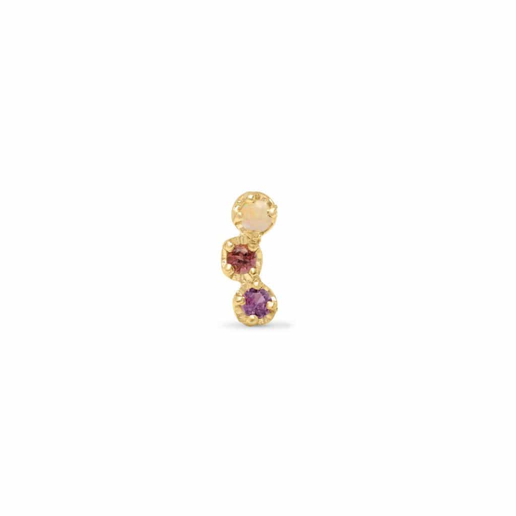 Opal Pink and Purple Sapphire Crescent Single Stud Earring - Curated Los Angeles