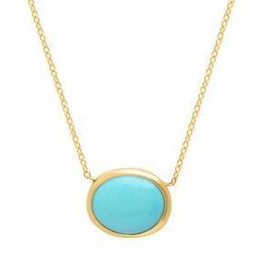 Oval Turquoise Yellow Gold Bezel Necklace Caitlin Nicole