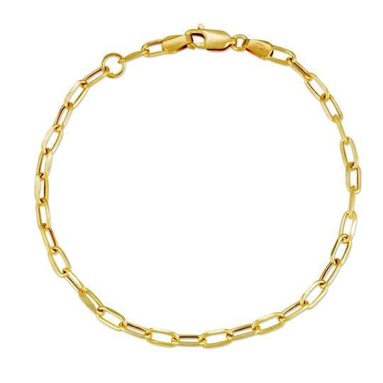 Paper Clip Link Yellow Gold Chain Bracelet