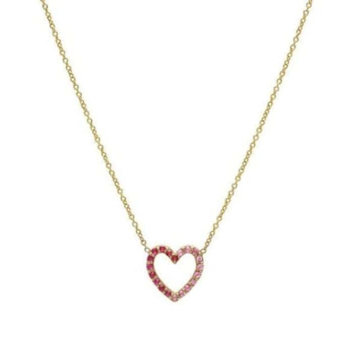 Pink Sapphire Pave Heart Gold Necklace - Curated Los Angeles