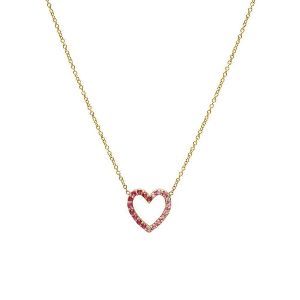 Pink Sapphire Pave Heart 14k Necklace - Curated Los Angeles