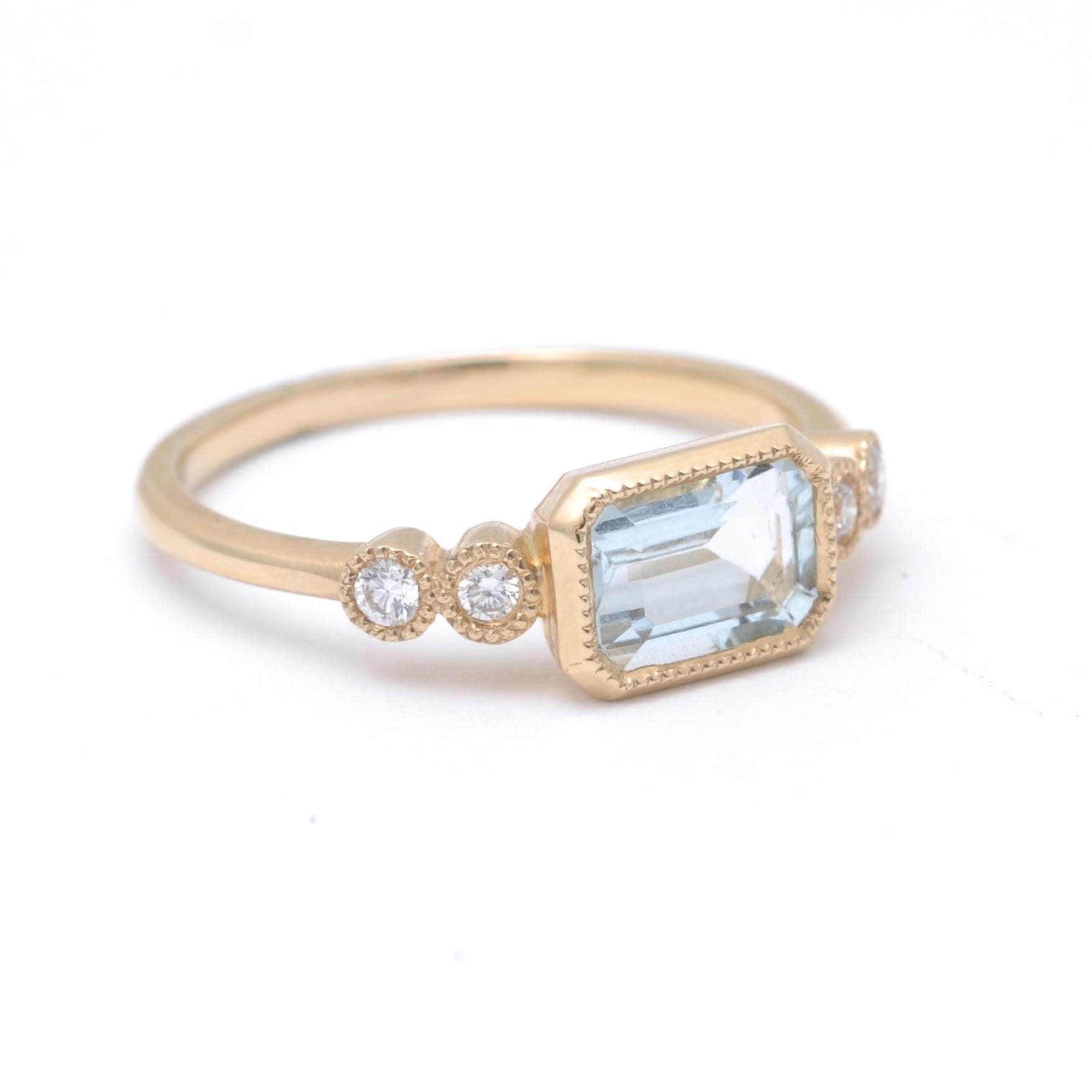 Amazing Grace RINGS Aquamarine Diamond 14k Gold Ring