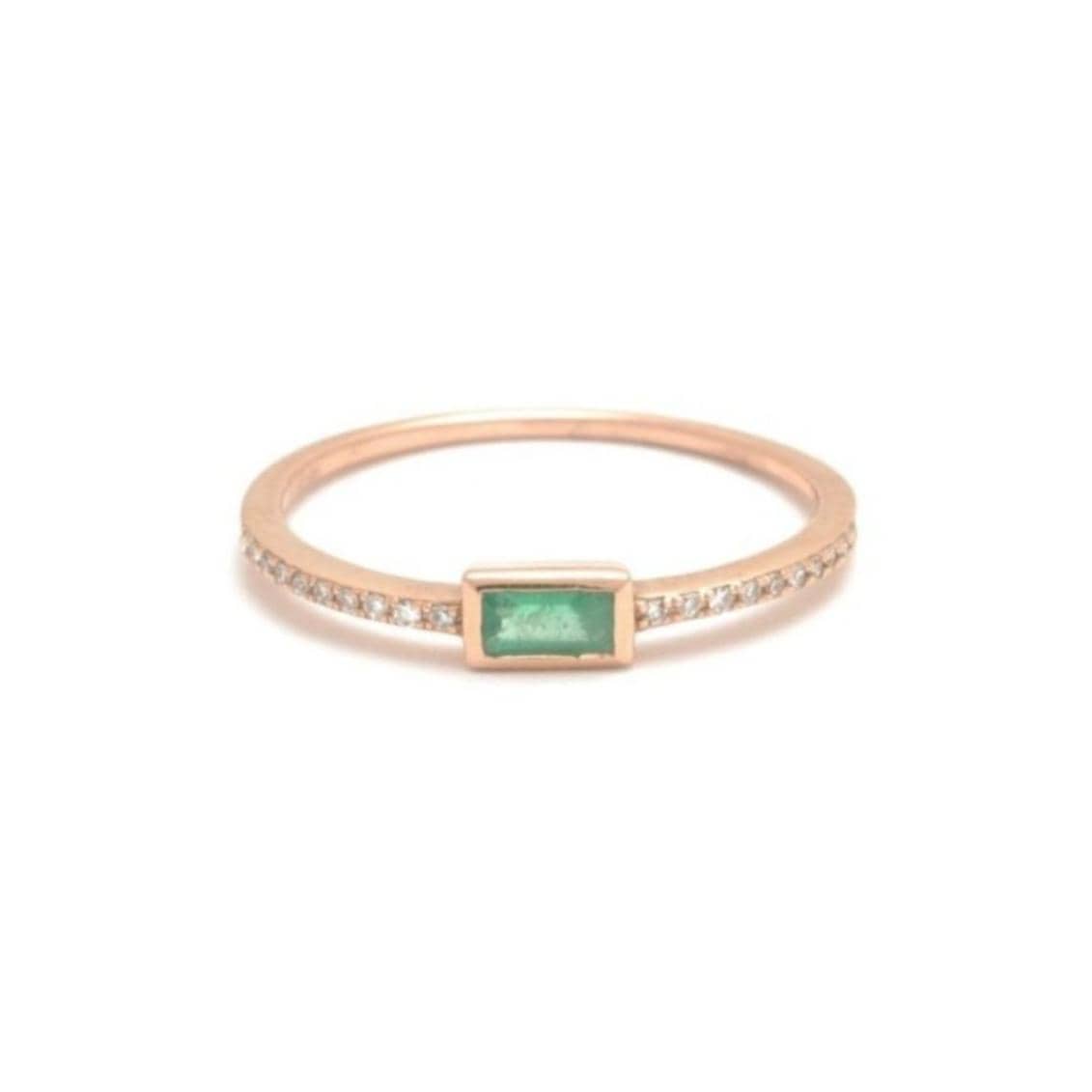 Amazing Grace RINGS Baguette Emerald Pave Diamond Ring