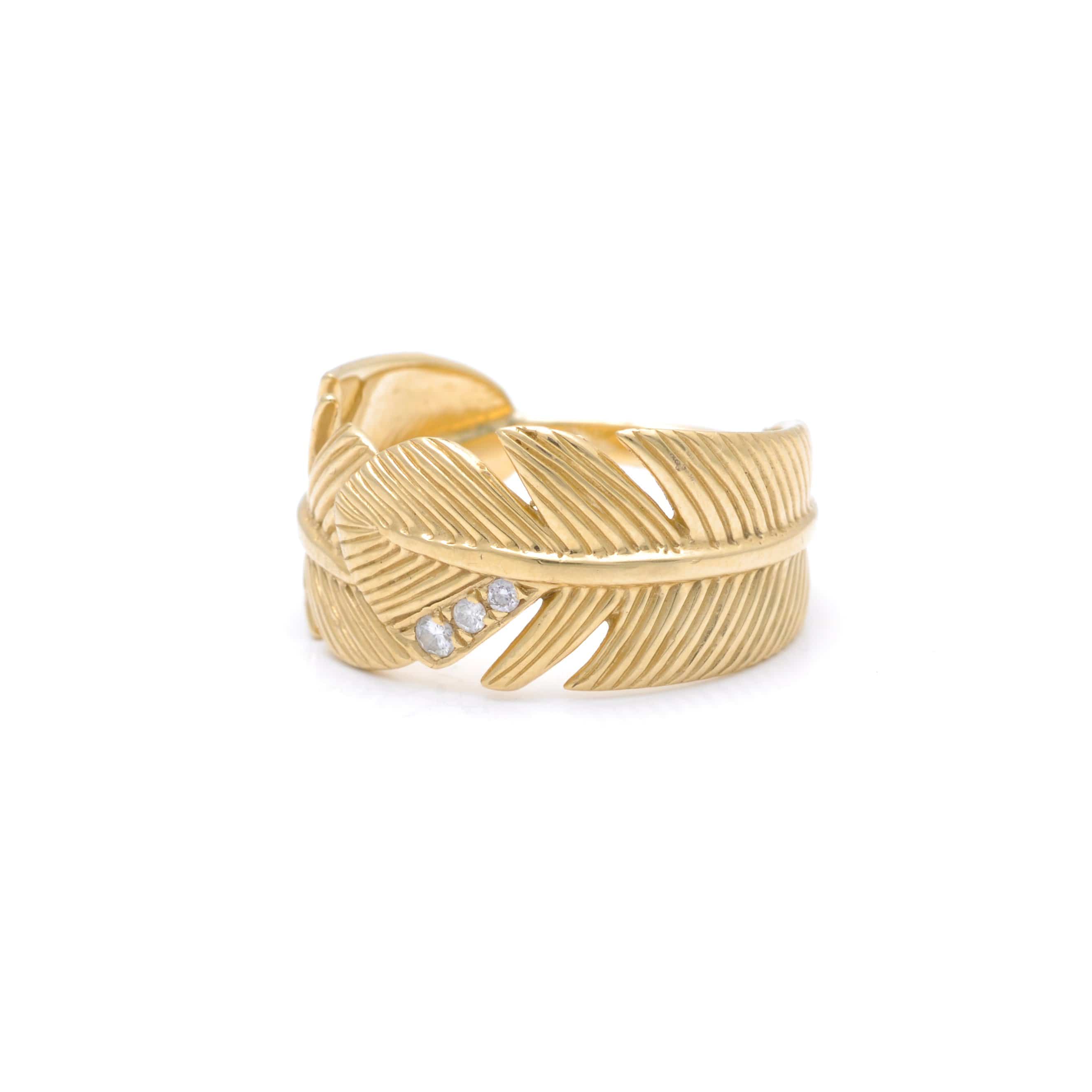 CAITLIN NICOLE JEWELRY RINGS Diamond Banana Leaf Wide Gold Ring