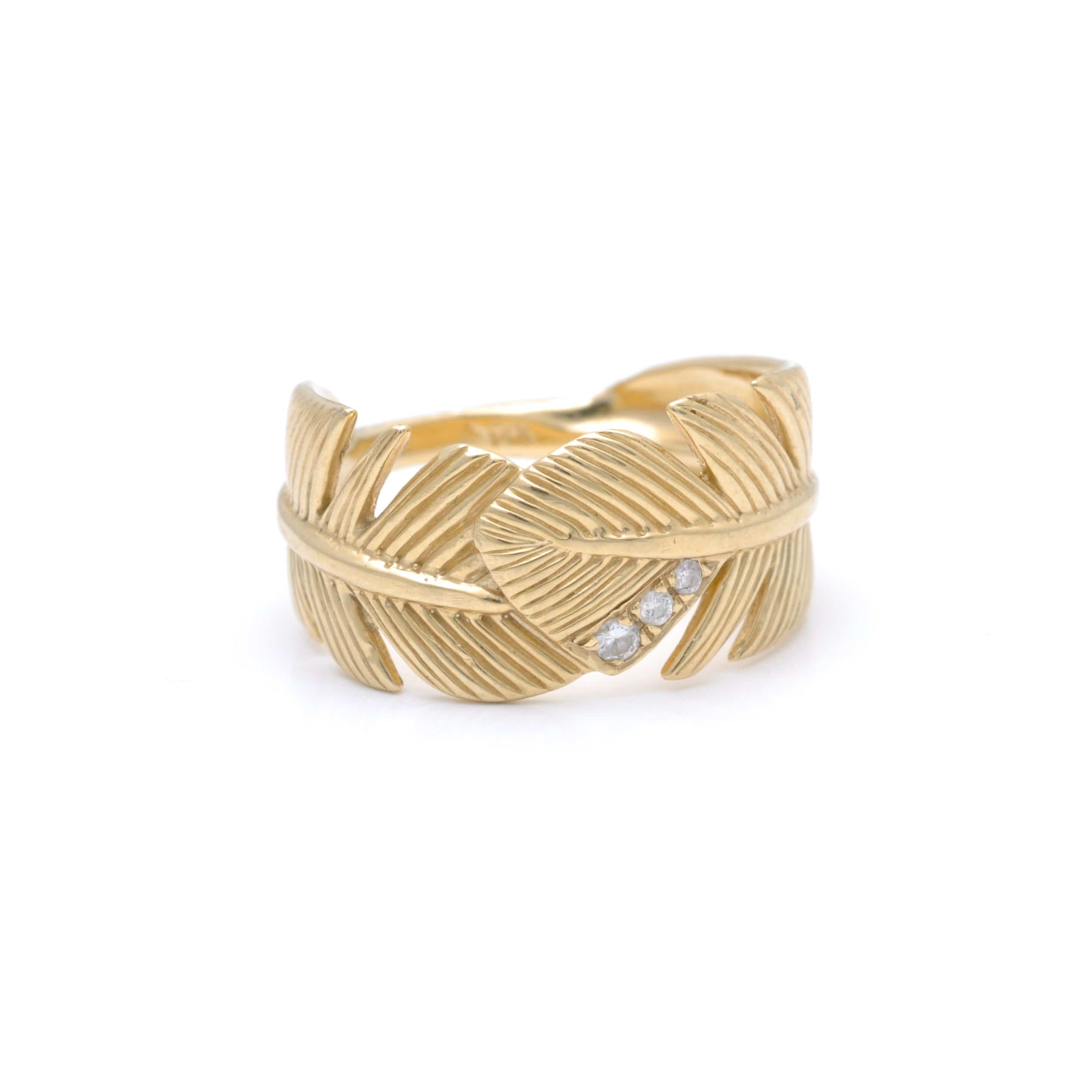 CAITLIN NICOLE JEWELRY RINGS Diamond Banana Leaf Wide Gold Ring