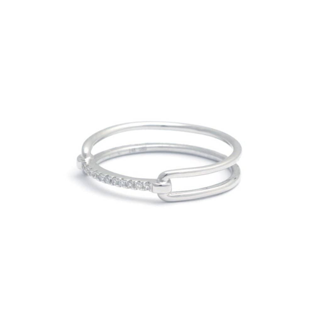 Amazing Grace RINGS Diamond Bridle Bit White Gold Double Band Ring