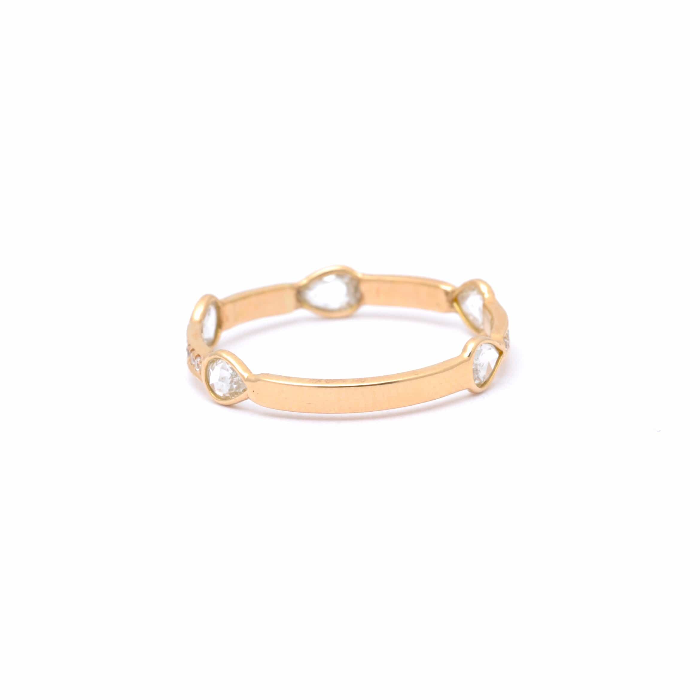 SUNDAR RINGS Diamond Rosecut Pear Shape Gold Stacking Ring