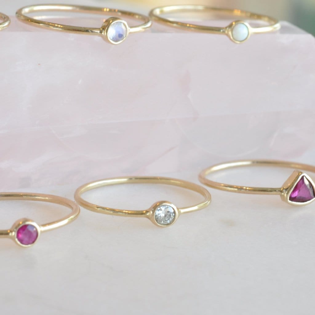 CAITLIN NICOLE JEWELRY RINGS Diamond Solitaire Gold Bezel Ring