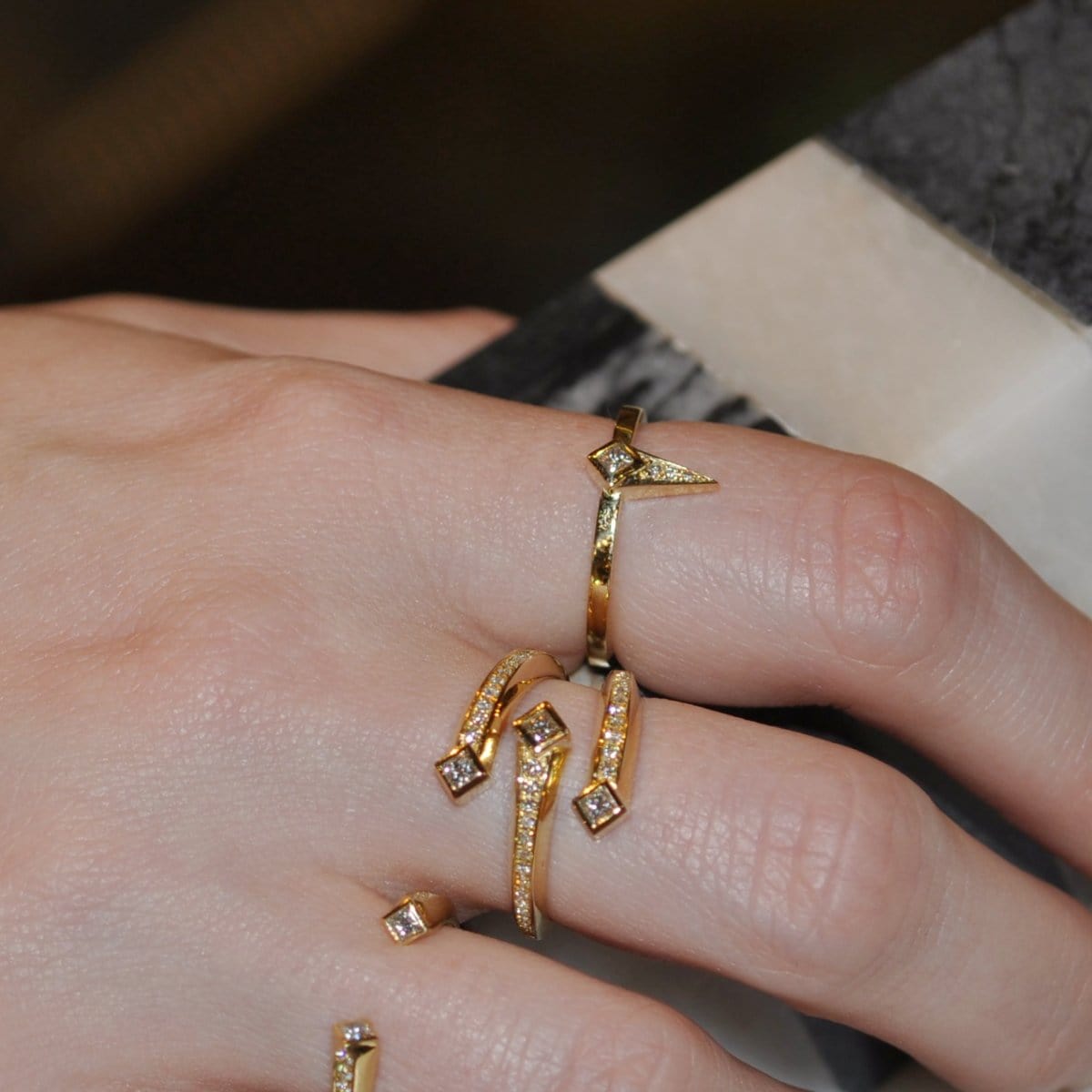 Ziba Zidehsarai RINGS Diamond Spike Yellow Gold Ring