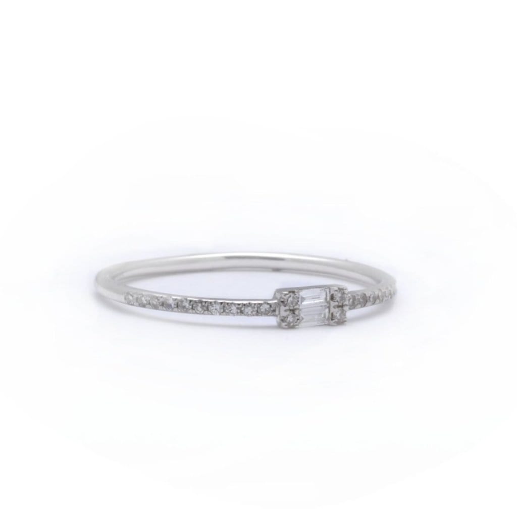 Amazing Grace RINGS Double Baguette Pave Diamond White Gold Ring
