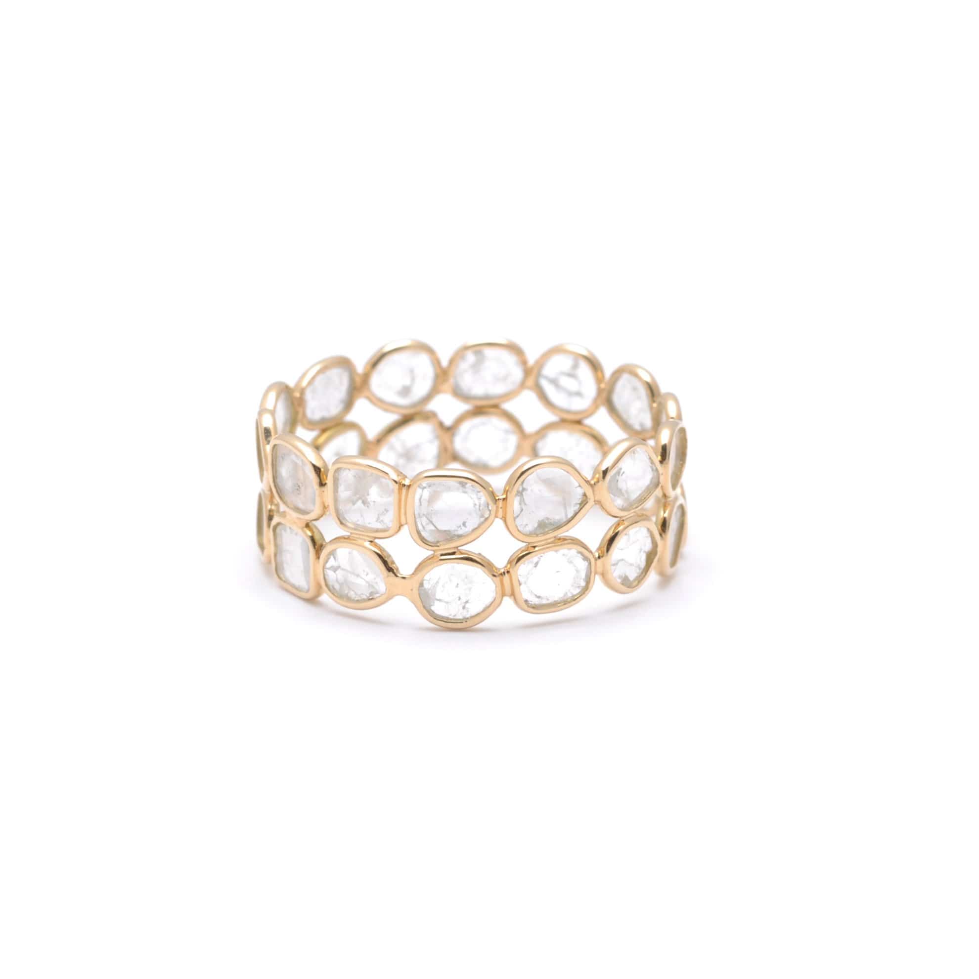 SUNDAR RINGS Double Row Sliced Diamond Eternity Ring