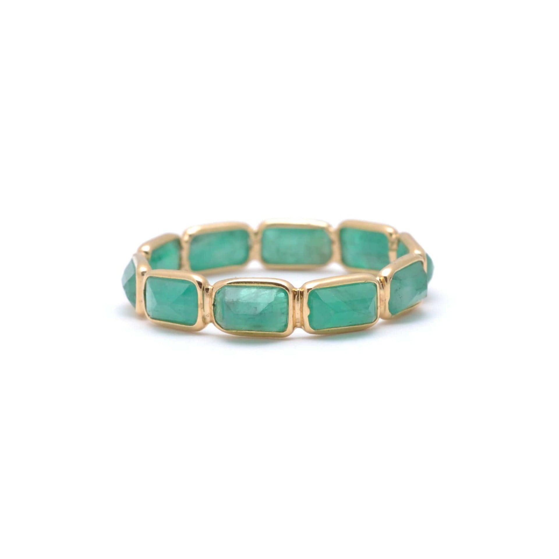 SUNDAR RINGS Emerald Cut Emerald Eternity Band