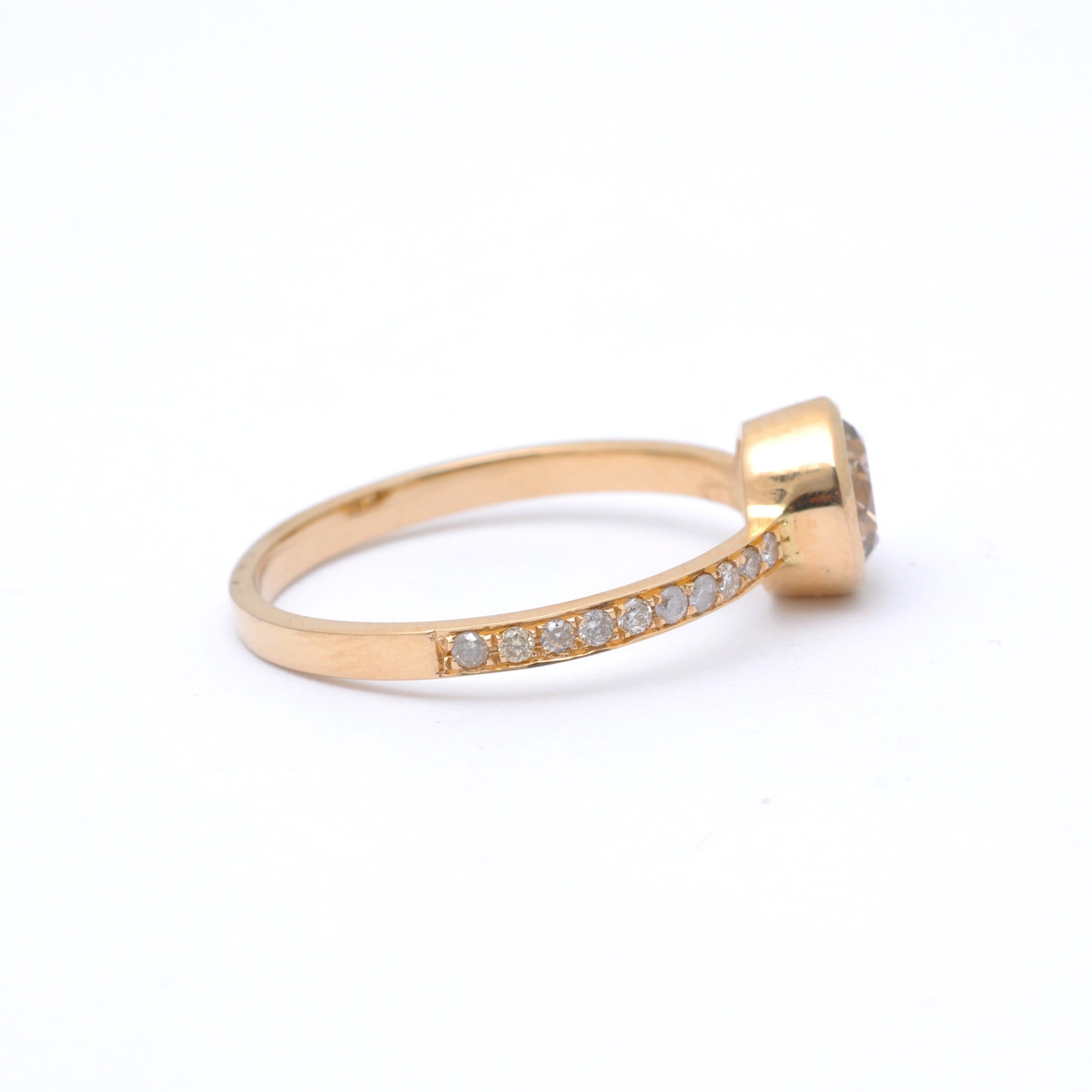 SUNDAR RINGS Light Brown Diamond Yellow Gold Engagement Ring