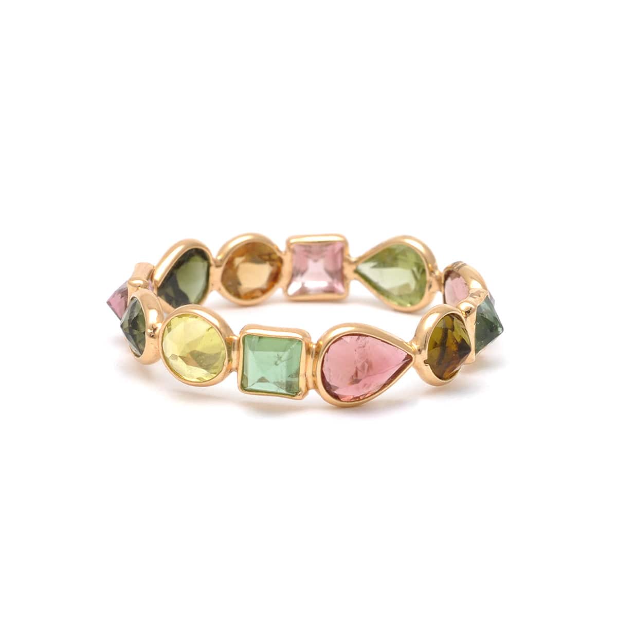 SUNDAR RINGS 5 Mixed Shape Watermelon Tourmaline Eternity Band