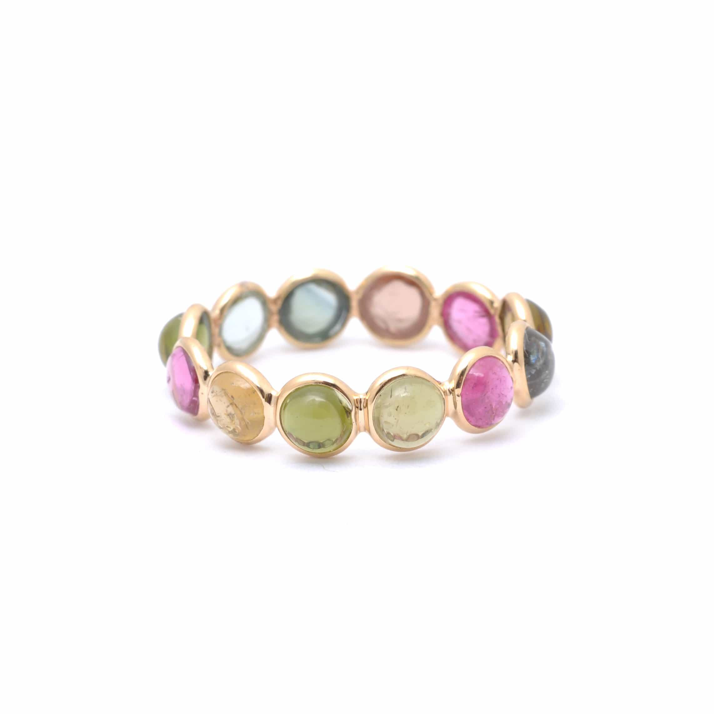 SUNDAR RINGS Multi Color Tourmaline Cabochon Eternity Ring