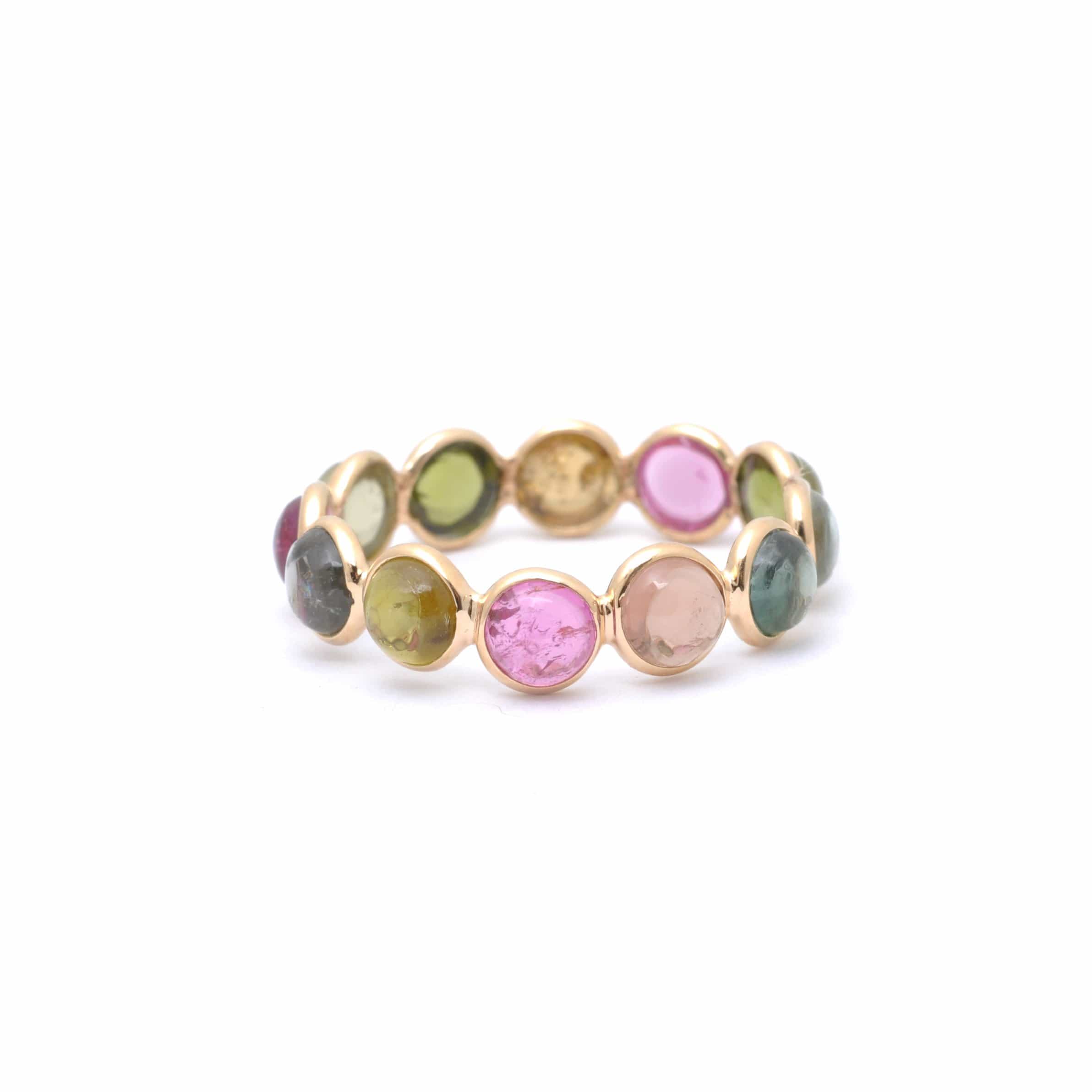 SUNDAR RINGS Multi Color Tourmaline Cabochon Eternity Ring