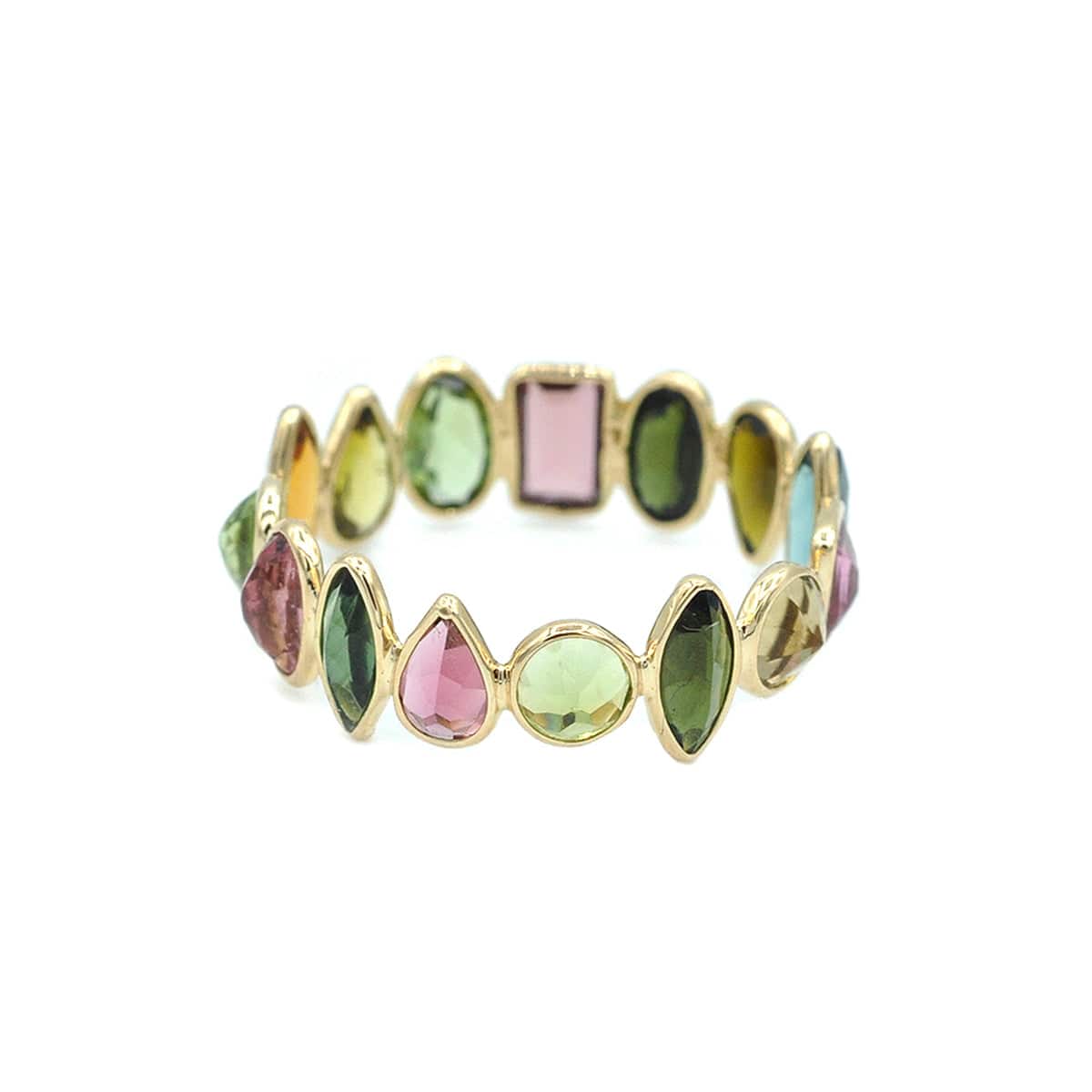 SUNDAR RINGS Multi Colored Tourmaline Bezel Set Eternity Ring