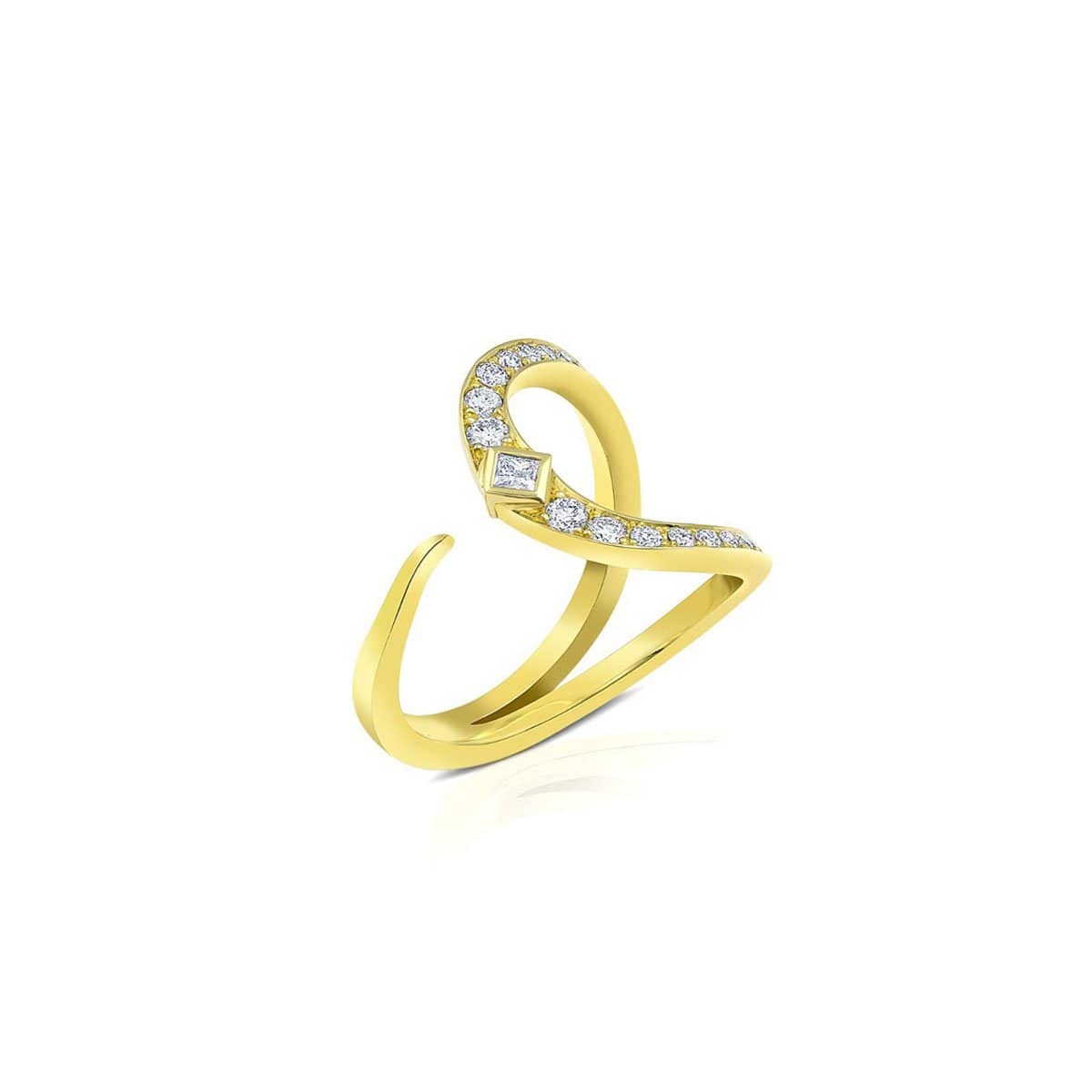 Ziba Zidehsarai RINGS Open U Diamond Yellow Gold Statement Ring